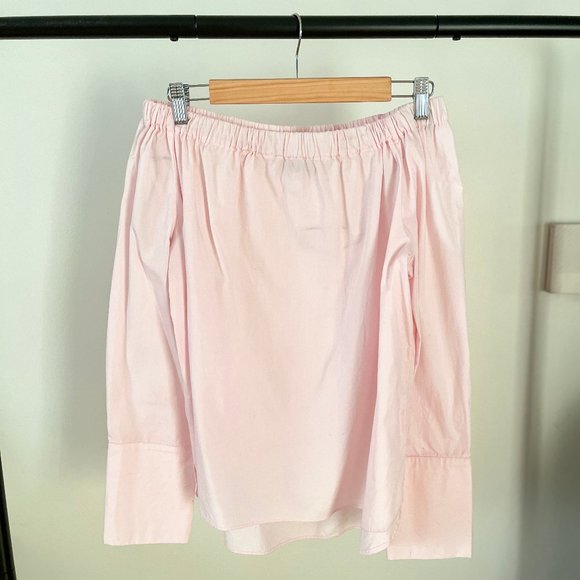 ZARA OFF SHOULDER PINK COTTON SHIRT - Picture 1 of 3